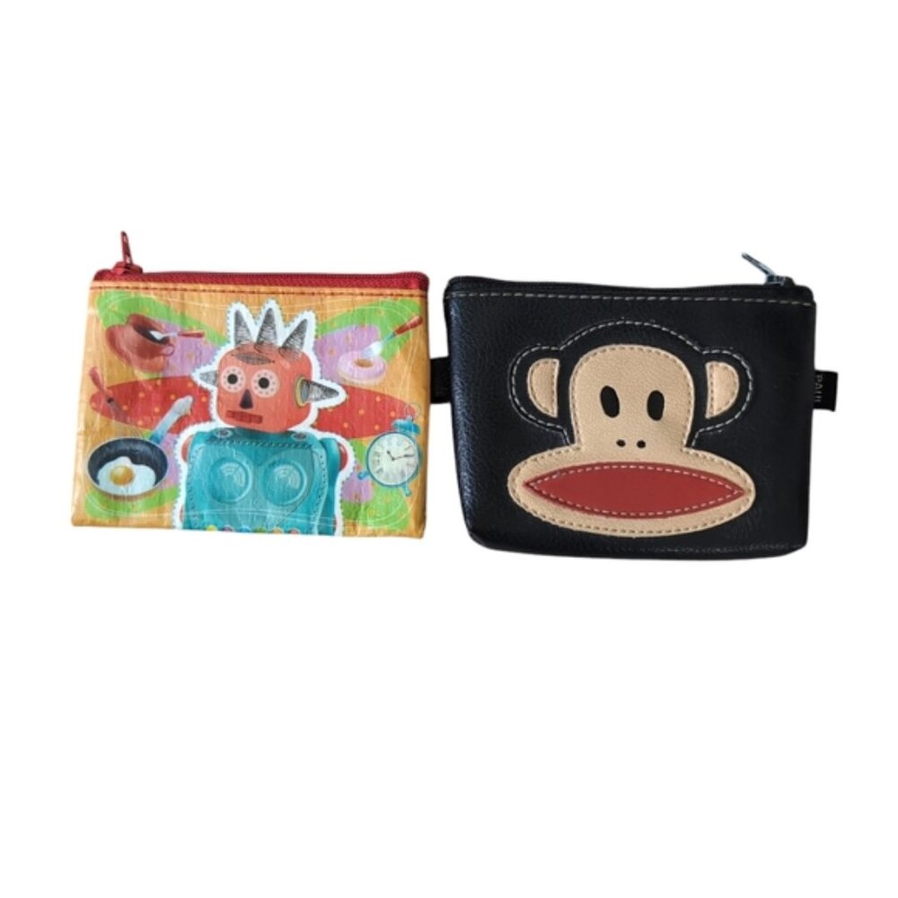 Paul Frank Y2K Quirky Novelty Monkey And Robot Set Of Two Card Wallets